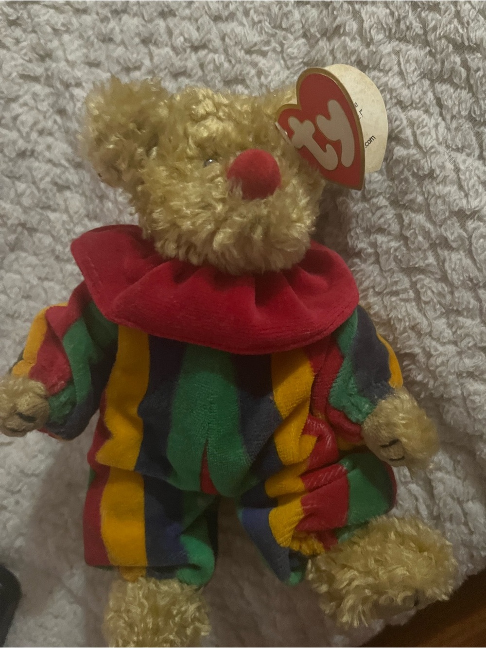 Ty Multicolor Striped Clown Bear with Red Collar VINTAGE in Top 30 Piccadilly